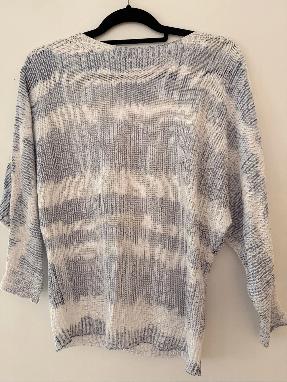 Sioni Blue and White Striped Scoop Neck Sweater - Lightweight
